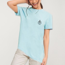 Unisex T-Shirt Washed Blue Waves Anchor