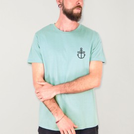 Camiseta de Hombre Azul Lavado Waves Anchor