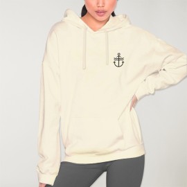 Hoodie Donna Bianco Sporco Waves Anchor
