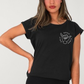 T-shirt Femme Noir Good Vibes