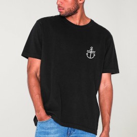 T-shirt Herren Schwarz Waves Anchor