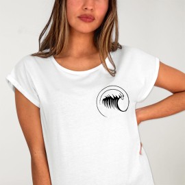 T-shirt Femme Blanc Wave Logo