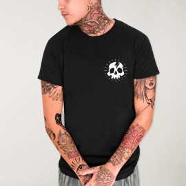 Men T-Shirt Black Thunder Skull