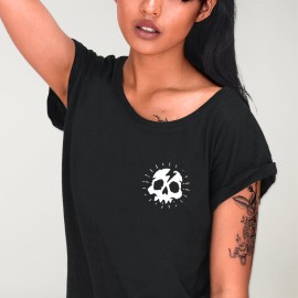 T-shirt Femme Noir Thunder Skull