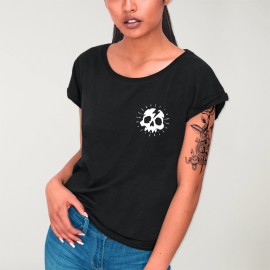 Camiseta de Mujer Negra Thunder Skull