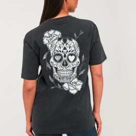 T-shirt Unisex Ebenholz Mexican Skull