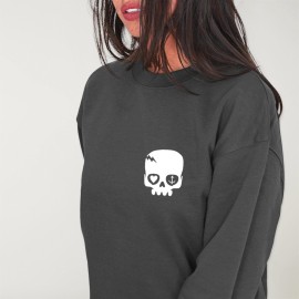 Sweatshirt de Mujer Antracita Calavera