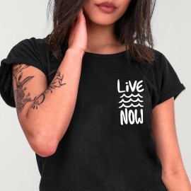 Camiseta de Mujer Negra Live Now