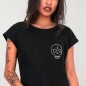 T-shirt Damen Schwarz Wanderer Skull