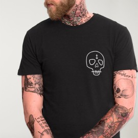 T-shirt Herren Schwarz Wanderer Skull