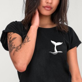 T-shirt Damen Schwarz Whale