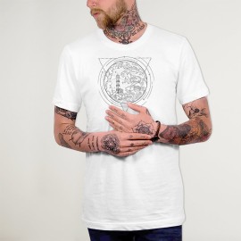 T-shirt Homme Blanc Geometric Lighthouse