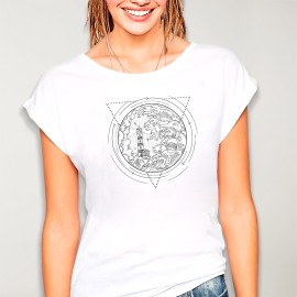 T-shirt Damen Weiß Geometric Lighthouse