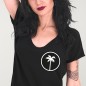 Women T-shirt V-neck Black Coco Surf