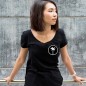 Women T-shirt V-neck Black Coco Surf