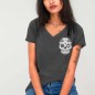 T-shirt mit V-Ausschnitt Damen Anthrazitgrauer Travel Oaxaca