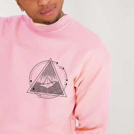 Men Sweatshirt Pink Storm Paper Ship