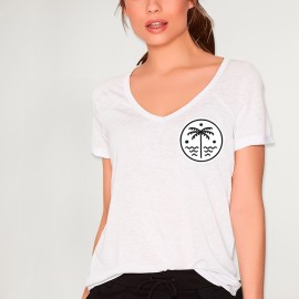 Women T-shirt V-neck White Minimal Anchor