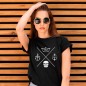 T-shirt Femme Noir Line Cross