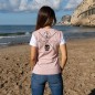 Women T-Shirt Pink Triforce Back Line Cross