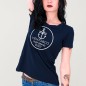 Women T-shirt Navy Tropical