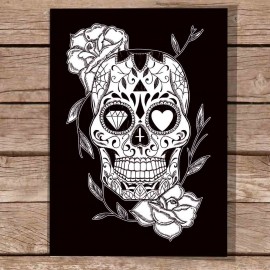 Illustrazione Nera Mexican Skull