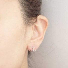 Earrings, Silver, Anchor Logo